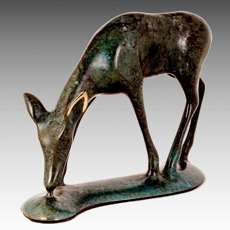 Bronze Deer Sculpture, Front View