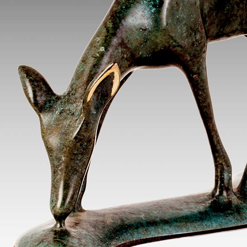 Bronze Deer Sculpture, Head View