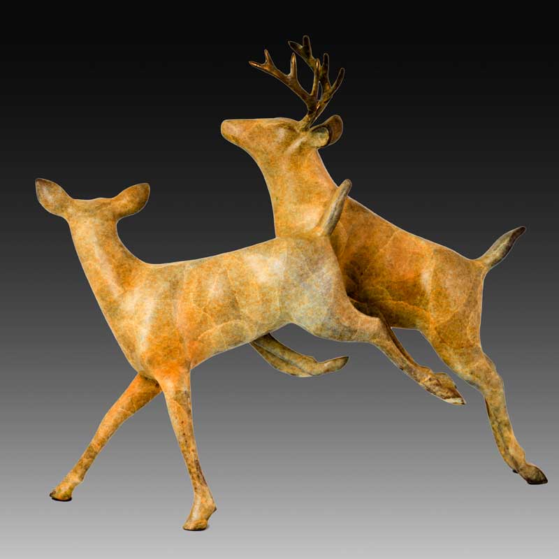 Deer Bronze Sculpture, Back