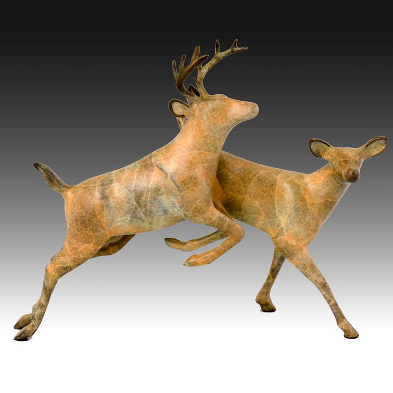 Bronze Whitetail Deer, Forest Ballet