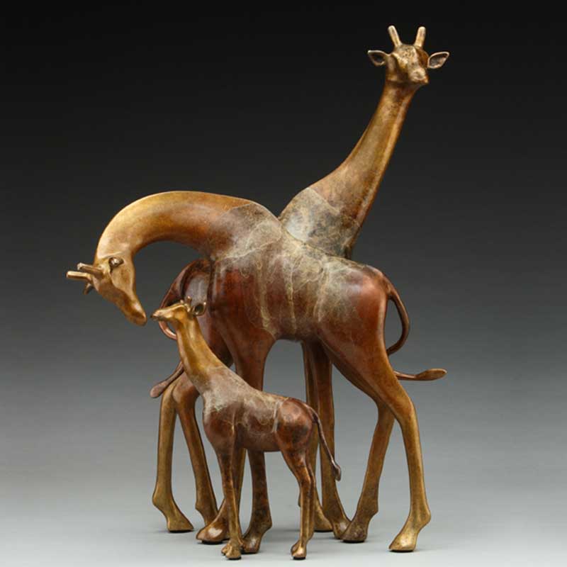 Giraffe family bronze sculpture, It Takes Two