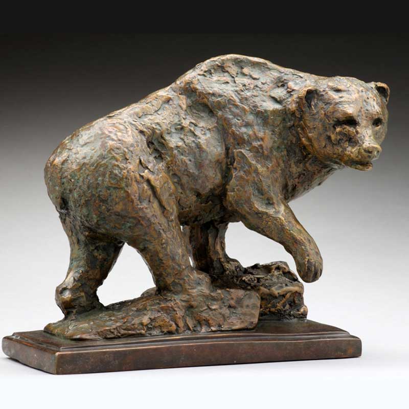 Rustic Bronze Bear Sculpture, Standing His Ground