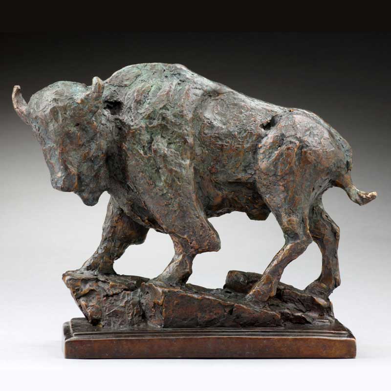 Rustic Bronze Bison Sculpture, The Veteran
