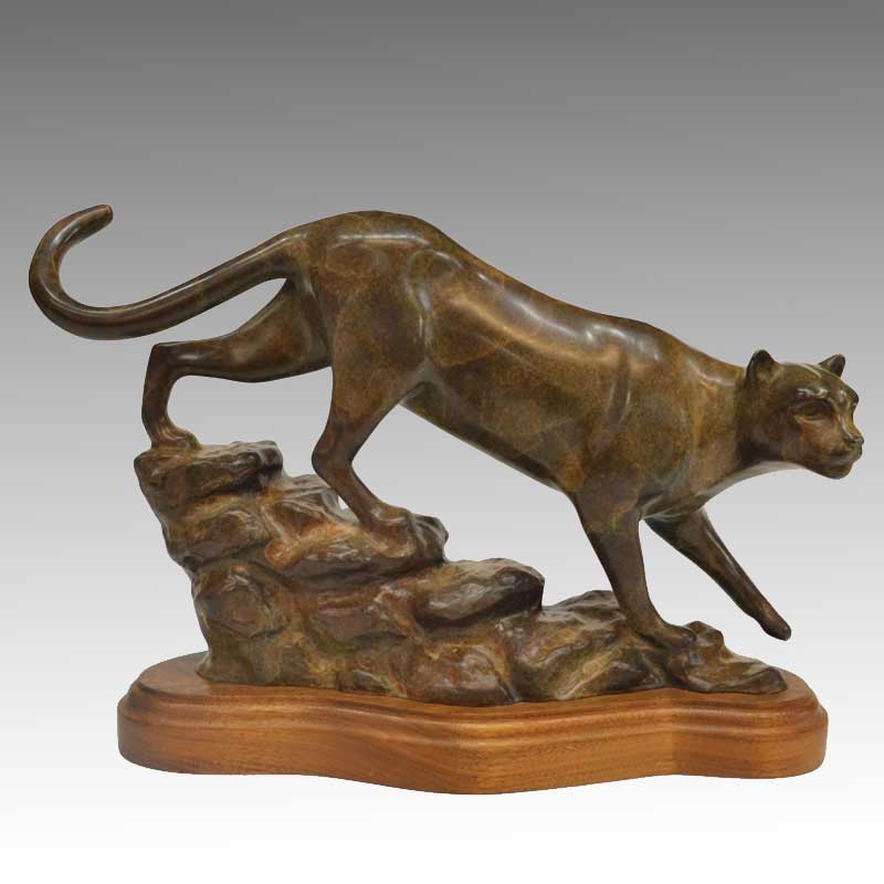 Bronze Cougar Sculpture, Front