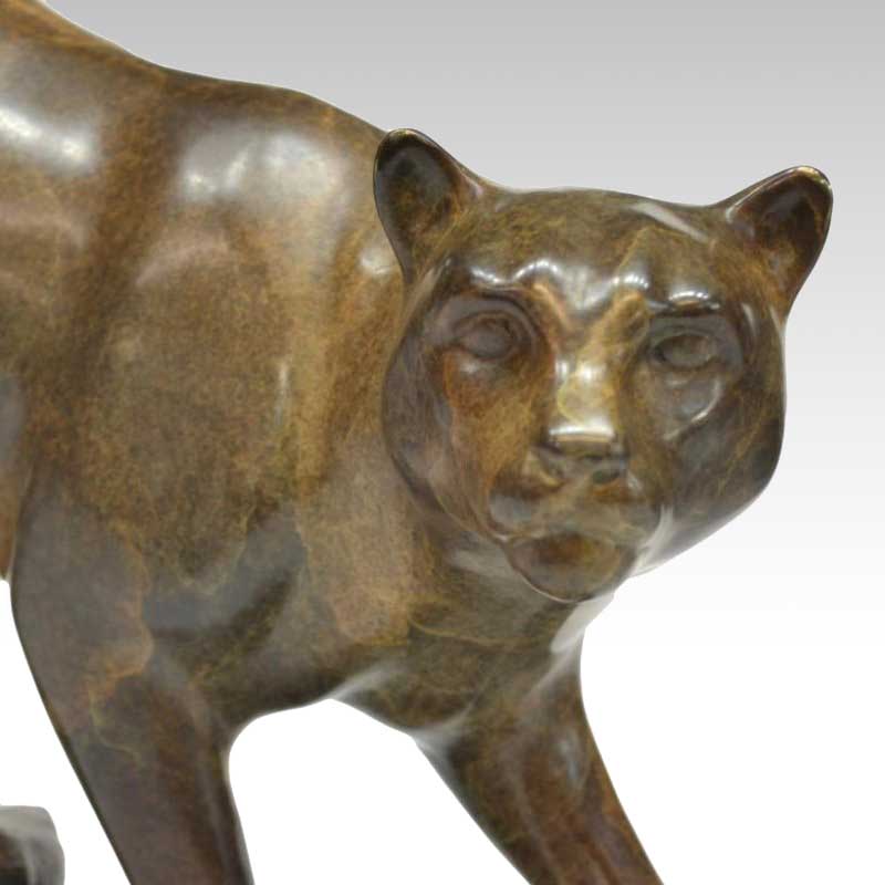 Bronze Cougar Sculpture - Face View