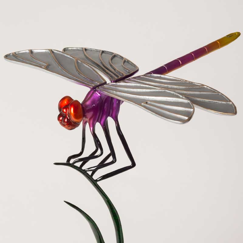 Purple Dragonfly Bronze Sculpture