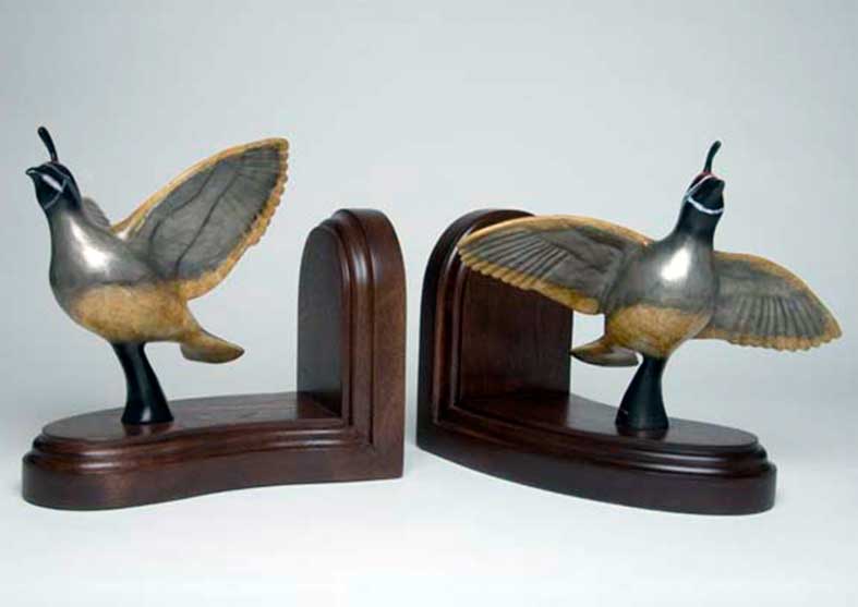 Quail Bronze Sculpture Book Ends | Bookin’