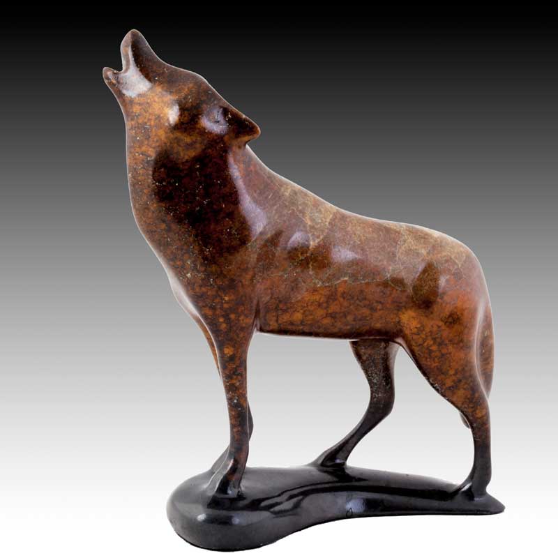 Bronze Wolf Sculpture, Call of the Wild