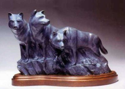 Wolf Bronze Sculpture | Sawtooth Sentinels